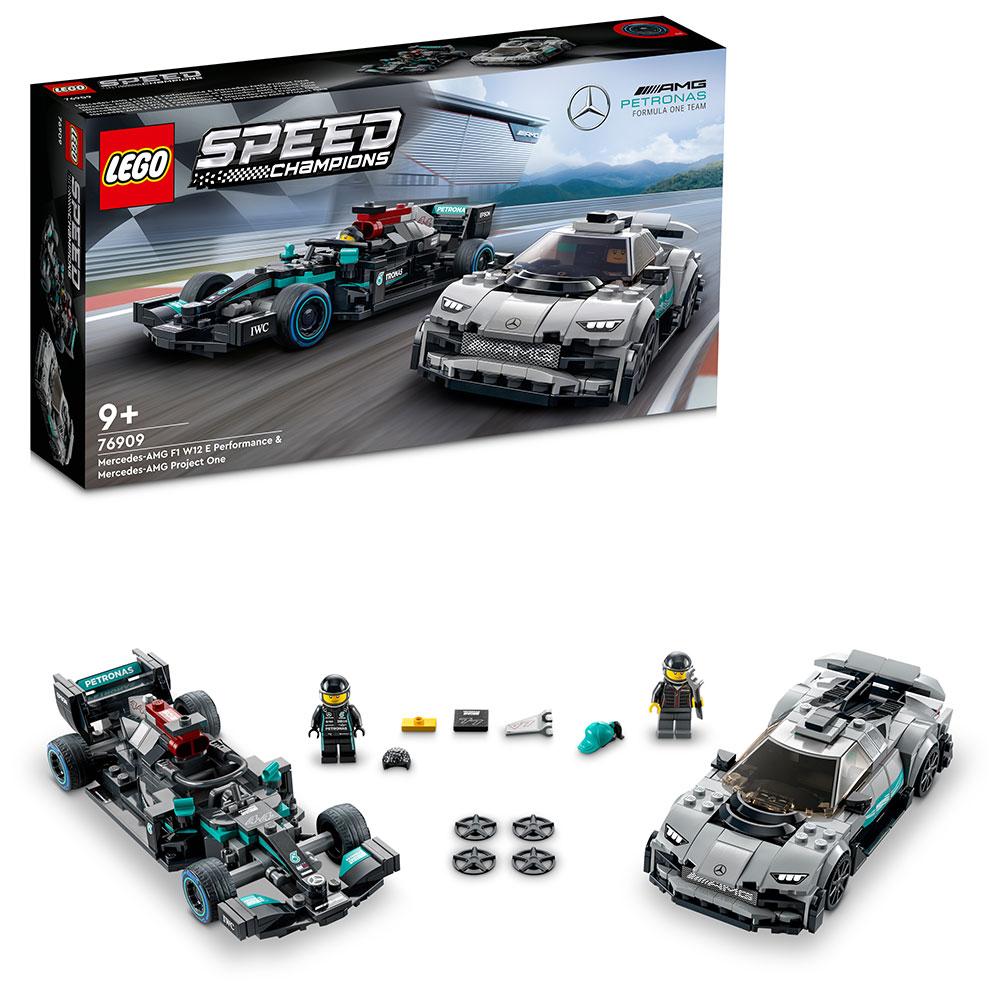 лего speed champions 76909  Mercedes-AMG F1 W12 E Performance та Mercedes-AMG Project One
